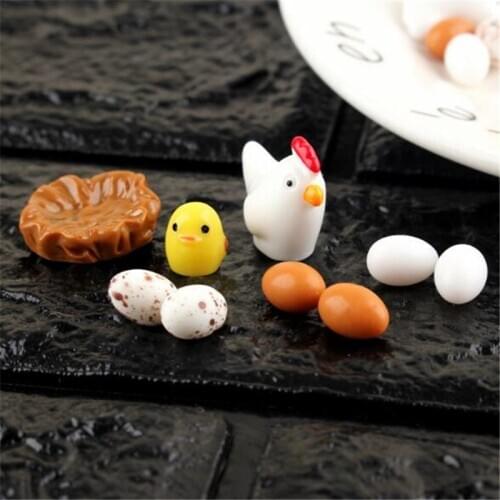 9 Pcs/set Swan Horse Duck Dolphin Mini Resin Garden Figurines Microlandschaft Setting Miniatures Chicken Kawaii Mini DIY