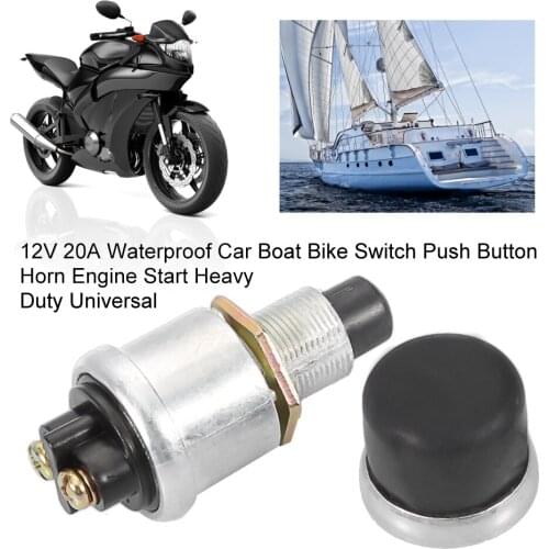 Car Boat Bike Switch Push Button Horn Engine Start Heavy Duty Universal Horn Button Push Switch 2Pin 12V 20A Waterproof