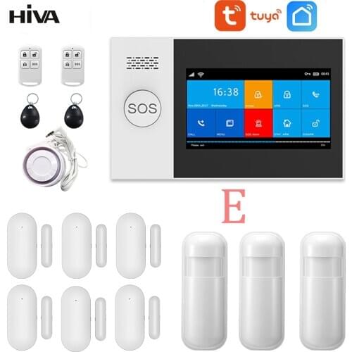 PG-107 Tuya Wireless Home WIFI GSM GPRS Burglar Home Security With Motion Detector Sensor Burglar Alarm System APP Control