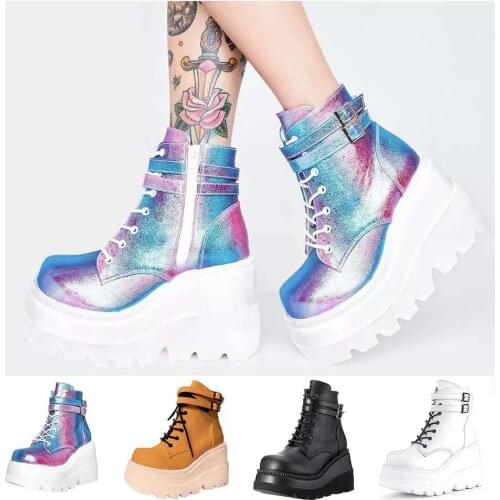 Luxury Brand New INS Hot Ladies High Platform Boots Fashion High Heels Ankle Boots Women 2020 Party Wedges Shoes Woman fgb67