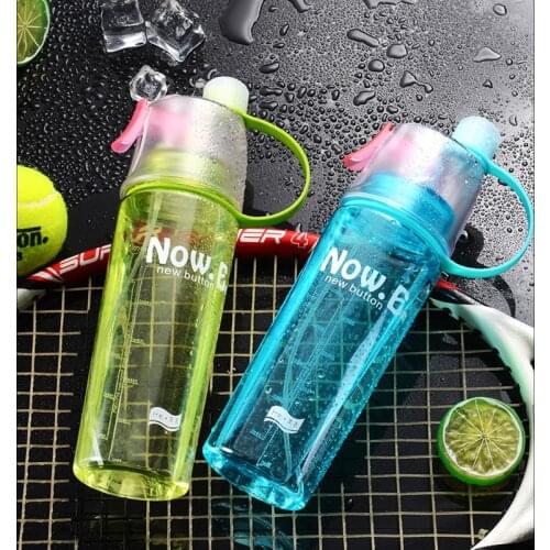 600ml Spray Water Bottle Sport Fitness Portable Tumbler Transparent Plastic Cup With Straw Climbing Bicycle Outdoor