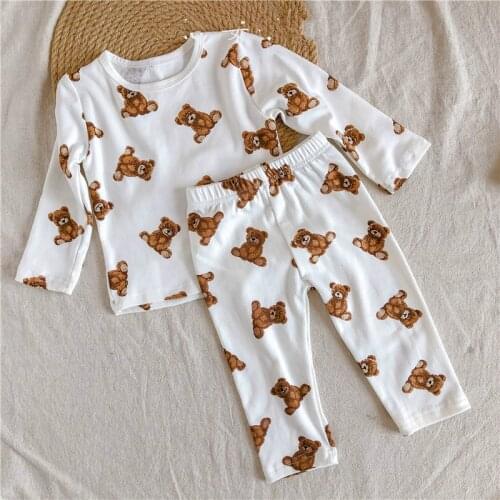 8328 Children Clothing Set Kids Home Suits Autumn And Winter Baby Pajamas Cotton Long Sleeve Baby 2 Pieces Clothes Boys Suit