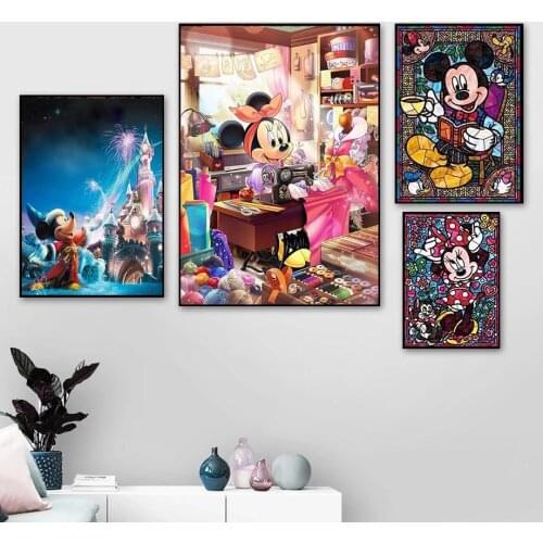 Disney Graffiti Cartoon Canvas Painting Mickey and Minnie Donald Duck Posters and Prints Wall Art Pictures for Room Home Decor