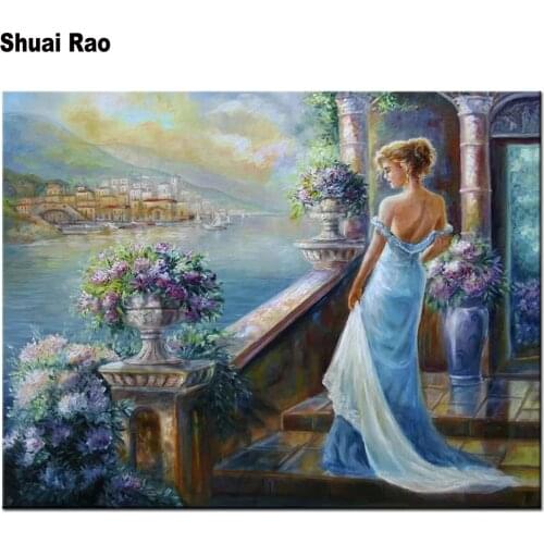 Full square round drill diy diamond painting cross stitch European lady diamond embroidery landscapes nature home decorative