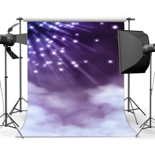 Baby Shower Backdrop Fairytale Twinkle Starry Night Shining Lights White Cloud Fantasy Photography Background