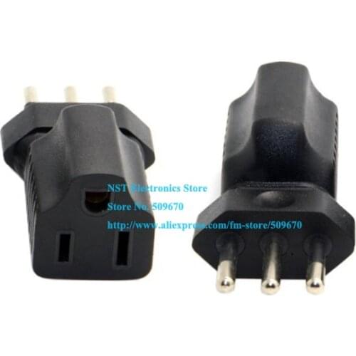 Italy Power 3Pin Male Plug to USA AC Nema 5-15R Female Power Adapter Connector Rated 10A 250V/Free DHL Shipping/100PC