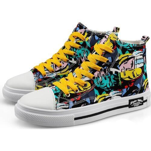 Mens shoes canvas shoes 2019 new autumn high-top flat shoes mens vulcanized shoes factory direct couples casual shoes