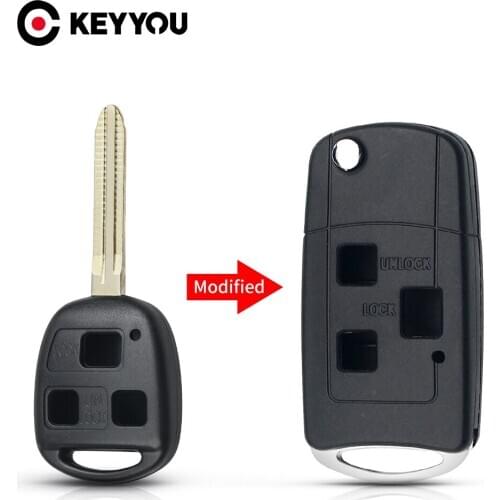 KEYYOU Modified Flip Key Shell For Toyota Highlander Land Cruiser Corolla RAV4 Avlon Tacoma Replacement Remote TOY43 Blade Case