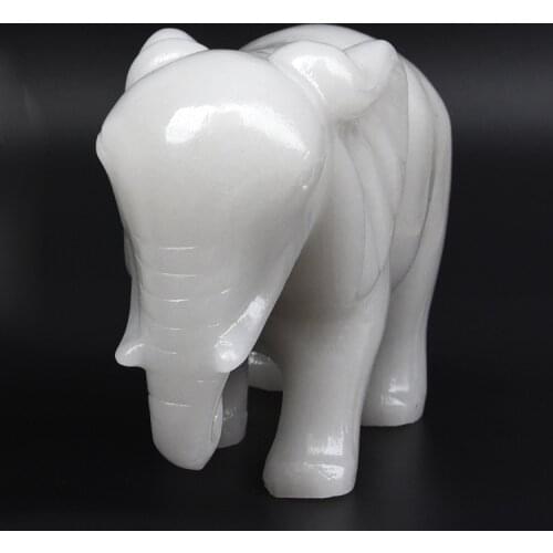 Chinese Hand-carved Natural Natural White Jade Elephant Mascot Feng Shui Ornament Jade Ornament