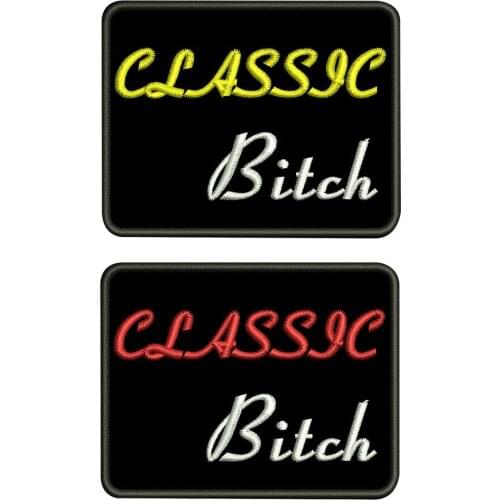 CLASSIC Bitch Punk Name Tag Iron on Hook Backing Embroidered Biker Motorcycle Patches for Vest Jeans