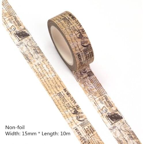 NEW 10pcs/lot 15MM*10m Stamp Postmark Decorative Washi Tape Scrapbooking Masking Tape Office Supply Adhesive Kawaii Stationery
