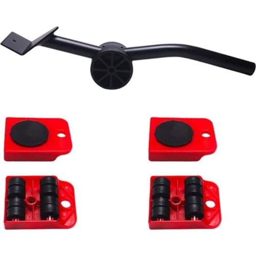 5pcs Furniture Lifter Slider Kit Heavy Stuffs Mover Tool Wheeled Roller Wheel Bar Device Max Up for 150Kg A0KF
