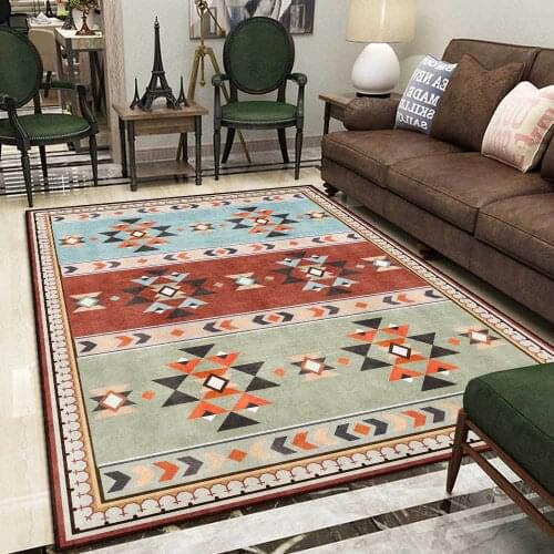 Morocco Style Carpet and Rug Geometric Blue Red Green Persian Living Room Sofa Table Tapete Bedroom Bedside Non-Slip Floor Mats