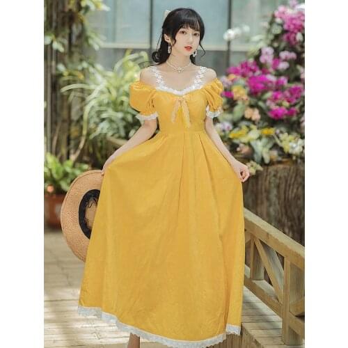 Summer Puff Sleeve French Strapless Sweet Princess Dress Bowknot Cute Chic Lace Shoulder Strap Temperament Party Dress Vestidos