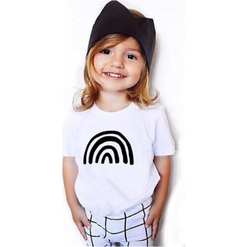 Summer Funny Kids T Shirt Rainbow Print Kids tshirt Boy Girl t shirt For Children Toddler Clothes Funny Tumblr Top Tees