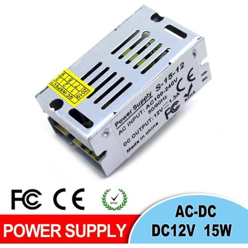 Mini Size LED Switching Power Supply 12V 1.25A 15W Lighting Transformer Power Adapter AC100V 110V 127V 220V to DC12V Led Driver