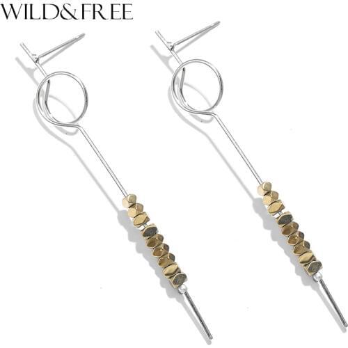 Fashion Beaded Earrings For Women Accessories Alloy Bar Circle Geometric Dangle Earrings Statement Jewelry Bijoux Brincos