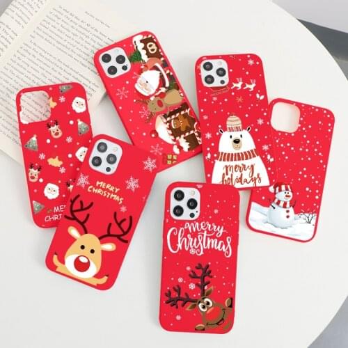 Cartoon Christmas Phone Case For iPhone 11 12 Pro Max 13 Mini X XR XS 6s 7 8 6 Plus 5 SE 2 Couqe For iPhone 13 Pro Max TPU Cover