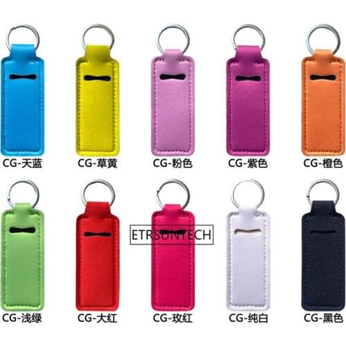 500Pcs/Lot 99 Style Neoprene Lipstick Holder Keychain Lip Case Storage Bag Chapstick Key Chain Holder Party Christmas Gift