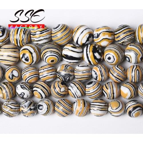Wholesale White Yellow Malachite Beads Natural Stone Turquoises Round Loose beads 4 6 8 10 12mm For Jewelry Making DIY Bracelet