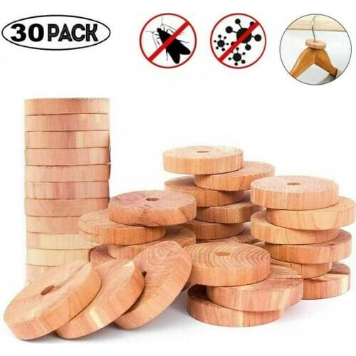 30pcs Wardrobe Natural Moth Larvae Repeller Killer Cedar Wood Balls Rings For Moth & Mildew Proofing Household