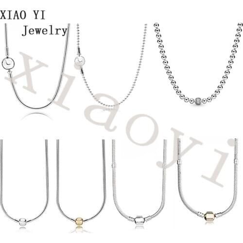 XIAOYI 2020 new 100% s925 long zirconia round thick necklace beans transparent necklace party high quality gifts female