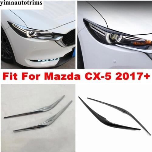 Front Head Lights Lamps Eyelid Eyebrow Strip Cover Trim Decor ABS Chrome Exterior Kit Accessories For Mazda CX-5 CX5 2017 - 2021
