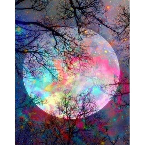 Landscape Colourful Moon Diamond mosaic DIY 5D Diamond Painting Full Square Diamond/Round Cross Stitch Home Decoration
