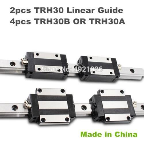 Precision rail 2pcs TRH30 Linear guide 650 700 800 900 1000mm + 4pcs TRH30B Block or TRH30A Flange Block for CNC parts
