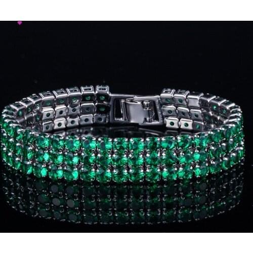 Luxury AAA Zircon 3 Rows Bracelet Zircon Silver Color Bangles for Women Anniversary Gift Bridal Wedding Jewelry Gifts Wholesale
