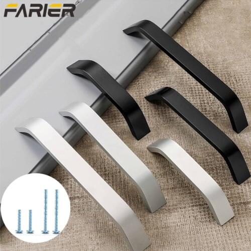 Cabinet drawer cabinet door handle handle black silver furniture solid aluminum alloy handle