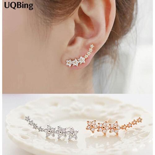 3 Colors Crystal Stud Earrings Fashion 925 Silver Star Stud Earrings Jewelry Pendientes Brincos Fashion Jewelry