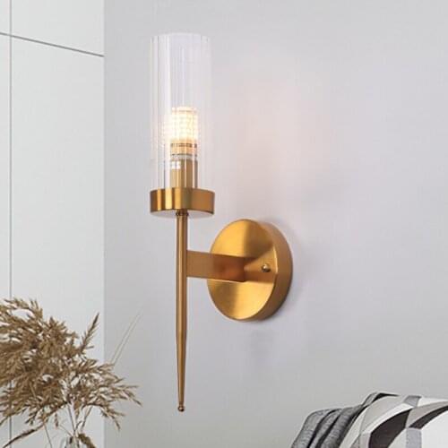 Modern Luxury Gold Wall Sconces Light Bedroom Bedside Living Room LED Wall Lamps Glass Tube shade Indoor Lighting Fixtures