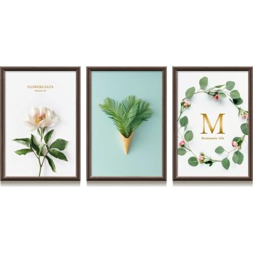 Fresh Simple Nordic Poster Green Leaf Flower Tulips Romantic Life Wall Art Canvas Painting Wall Pictures For Living Room Decor