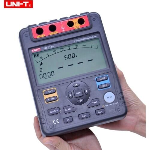 UNI-T UT513A Insulation Resistance Tester Analog Bar Graph AC/DC 500V~5000V DAR PI Tester Test voltage secondary display Megger