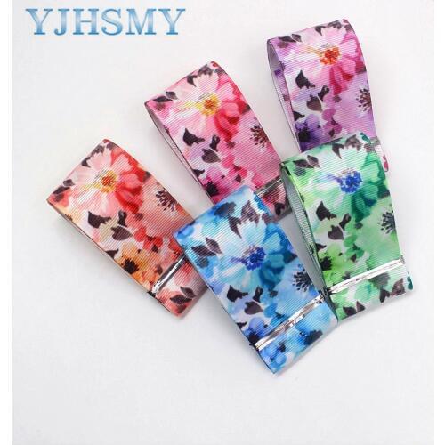 YJHSMY,I-19906-2099,38mm 10yards Spring flower Thermal transfer Printed grosgrain Ribbons,Clothing bow cap DIY decorations