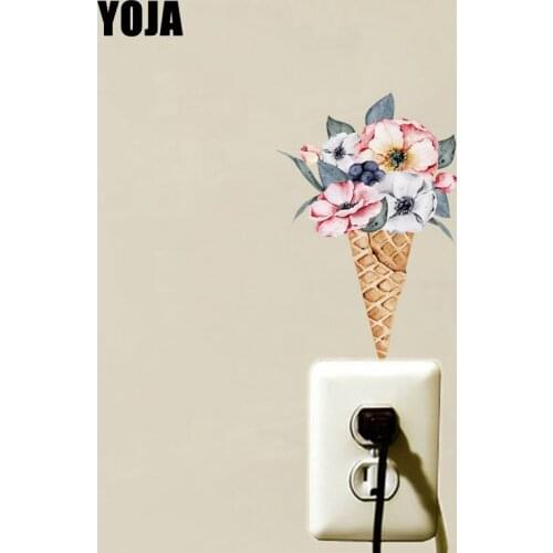 YOJA Pastoral Colorful Ice Cream Cute Flower PVC Switch Sticker Leisure Life Cartoon Style Wall Decal 15SS0178