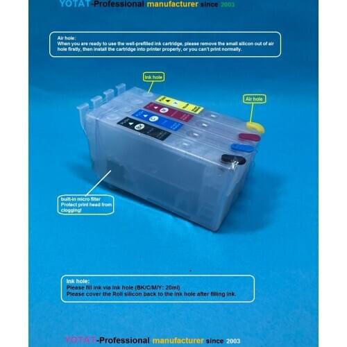 YOTAT T35XL Refillable Ink Cartridge T3591 T3592 T3593 T3594 for Epson Workforce Pro WF-4720 WF-4725 WF-4740 with ARC chip