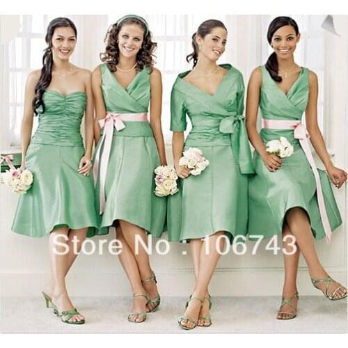 Free shipping 2016 new fashion vestidos formal dress short design green bride weddings bridal party prom gown Bridesmaid Dresses
