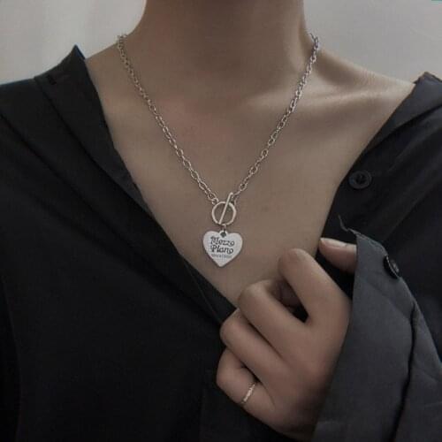 New Necklace 2021 Retro Punk Love Pendant Necklaces for Women Exaggerated Thick Chains Hip-hop Necklace Jewelry Wholesale