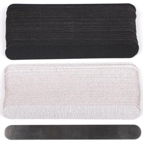 100Pcs/Set Replacement Nail File Grey/Black Removable Pads With Metal Handle Straight Sanding Files 100/180/240 Manicure Buffer
