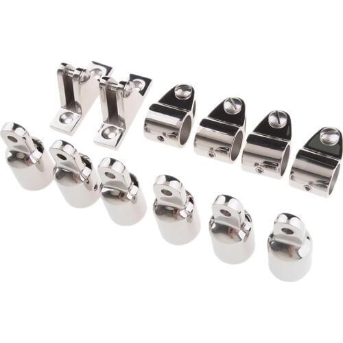 12pcs Bimini Top Fittings Set Eye End Cap Deck Hinge Mount Jaw Slide