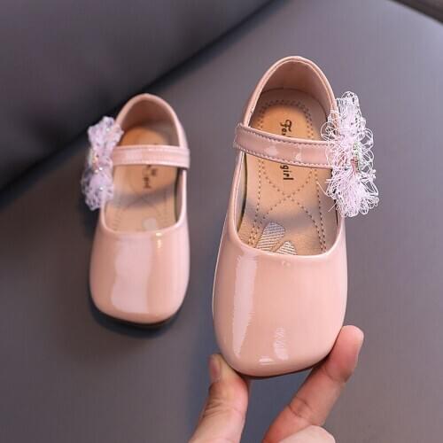 2021 Fashion Spring Flower Dress Pu Leather Shoes For Kids Girls Party Princess Shoes For ChildrenS 3 4 5 6 7 8 9 10 11 12 Year