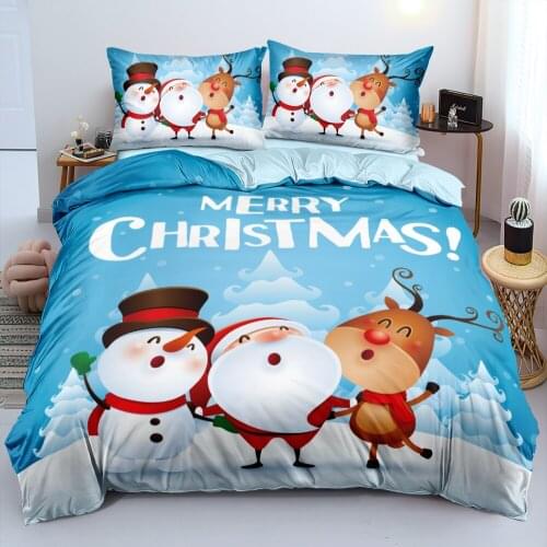 3D Duvet Cover and Pillowcase(s) Christmas Quilt Covers Set Bedding Sets 3-Piece Queen Bed Linen Home Textiles