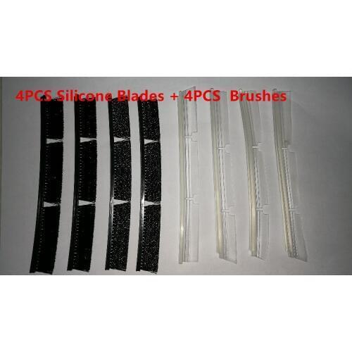 4 x Silicone Blades + 4 x Brushes for Neato Combo Brush XV-21 XV Signature Pro XV 11 12 14 Automatic Replacement patrs Accessory
