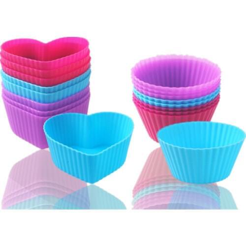 8PCS/Lot Candy Color Love Heart Shape Muffin Cupcake Silicone Cup Thicken 8g Dia 7cm SGS Kitchen Baking Tools Cupcake Muffin Cup