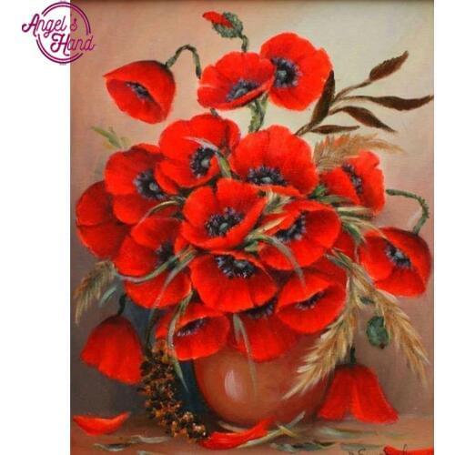 Diy diamond embroidery Poppy flowers painting 5d full rhinestones pasted diamond painting cross stitch kits mosaic needlework