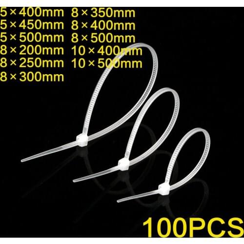 White tie nylon self-locking type plastic clasp strong binding wire strapping bande 8x400mm500mm buckle with cable ties 10x400