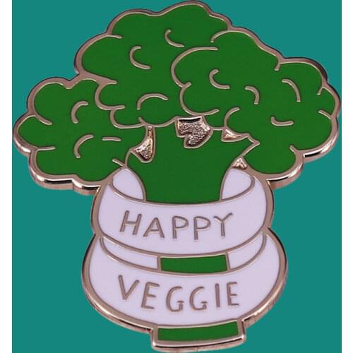 Happy Veggie Enamel Pins Brooch Collecting Broccoli Lapel Badges Men Women Fashion Jewelry Gifts Adorn Backpack Collar Hat