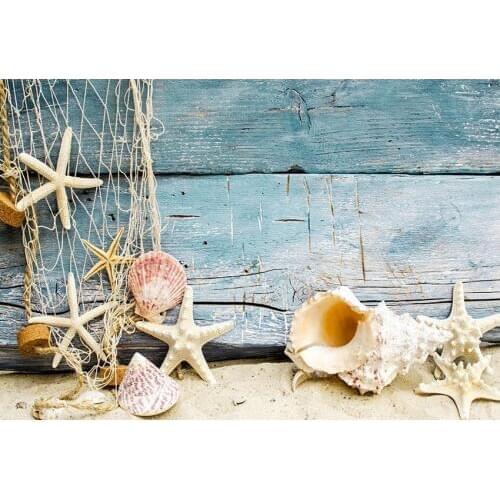 Seaside beach wood backgrounds newborns photo vinyl fotografia seashell photography backdrop for photo studio accessories lv-422